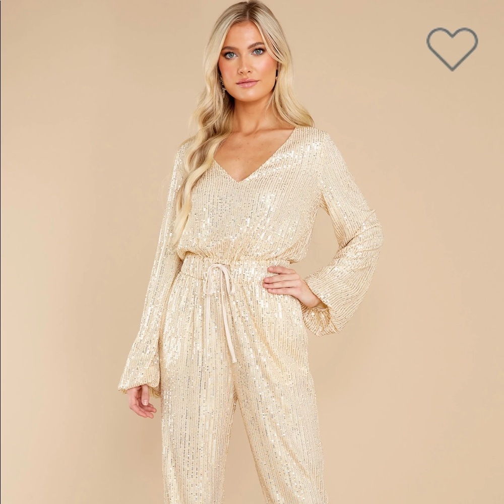 Red dress in the stars sequin jumpsuit